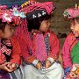 Thailand -Chiang mai - Three girls chatting at Elephant Camp.