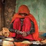 India woman making bread