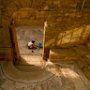 Italy - Sicily - worker restoring Roman palace